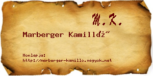 Marberger Kamilló névjegykártya